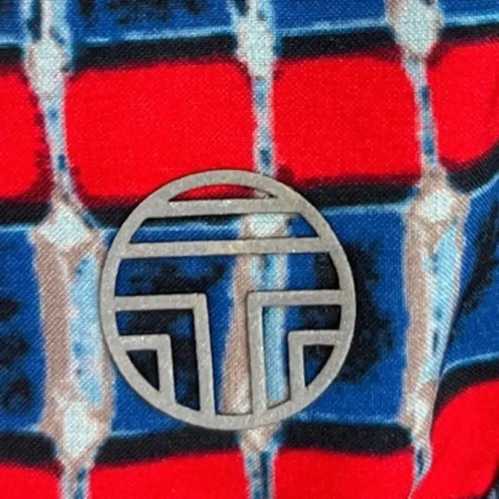 Tory Burch Sport Blue Red Pull On Mid Rise Workout Athletic Short Size S